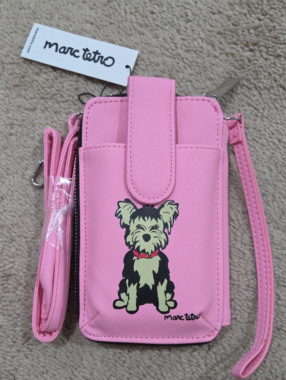 Marc Tetro Pink Dog Crossbody Phone Pouch